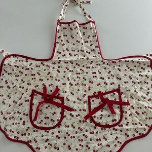 NWOT Anthropologie Kid’s Cherry Print Apron with Red Trim